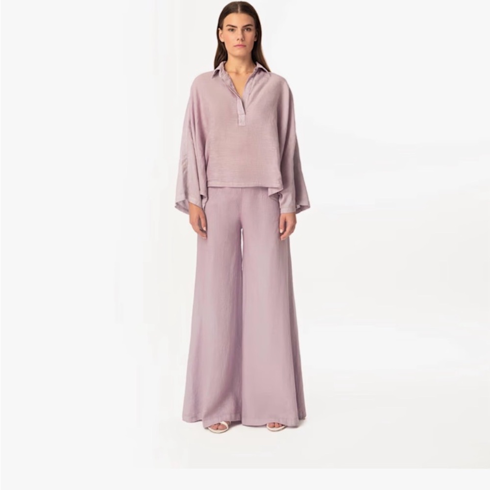 Harris Cotton Luxury 100% Grecian Linen Wide Leg Buttoned Pants Size L